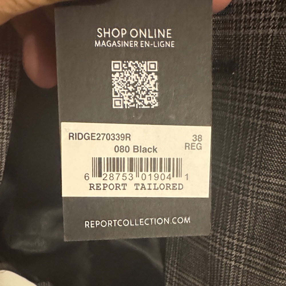 Report Men's Charcoal Checkered Blazer - Picture 2 of 4